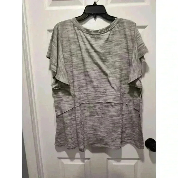 Gibson & Latimer Womens Top 2X Gray Short Butterfly Sleeve Blouse Layered - Picture 8 of 9